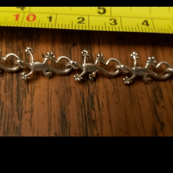 925 Sterling Silver Gecko Lizard Link Chain Bracelet - Picture 4 of 11